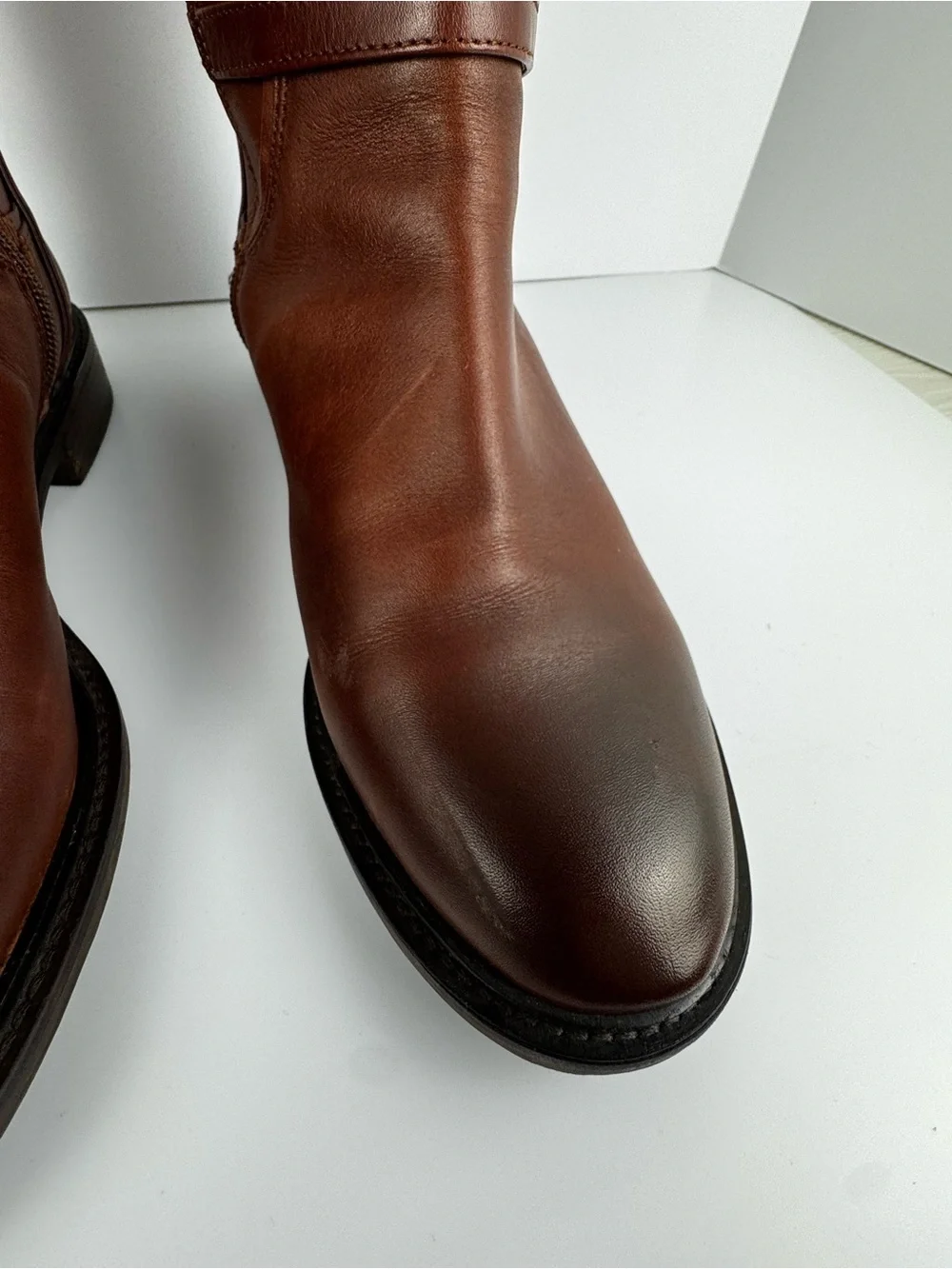 Gianni Bini Brown Knee-High Wide Calf Leather Riding Boots